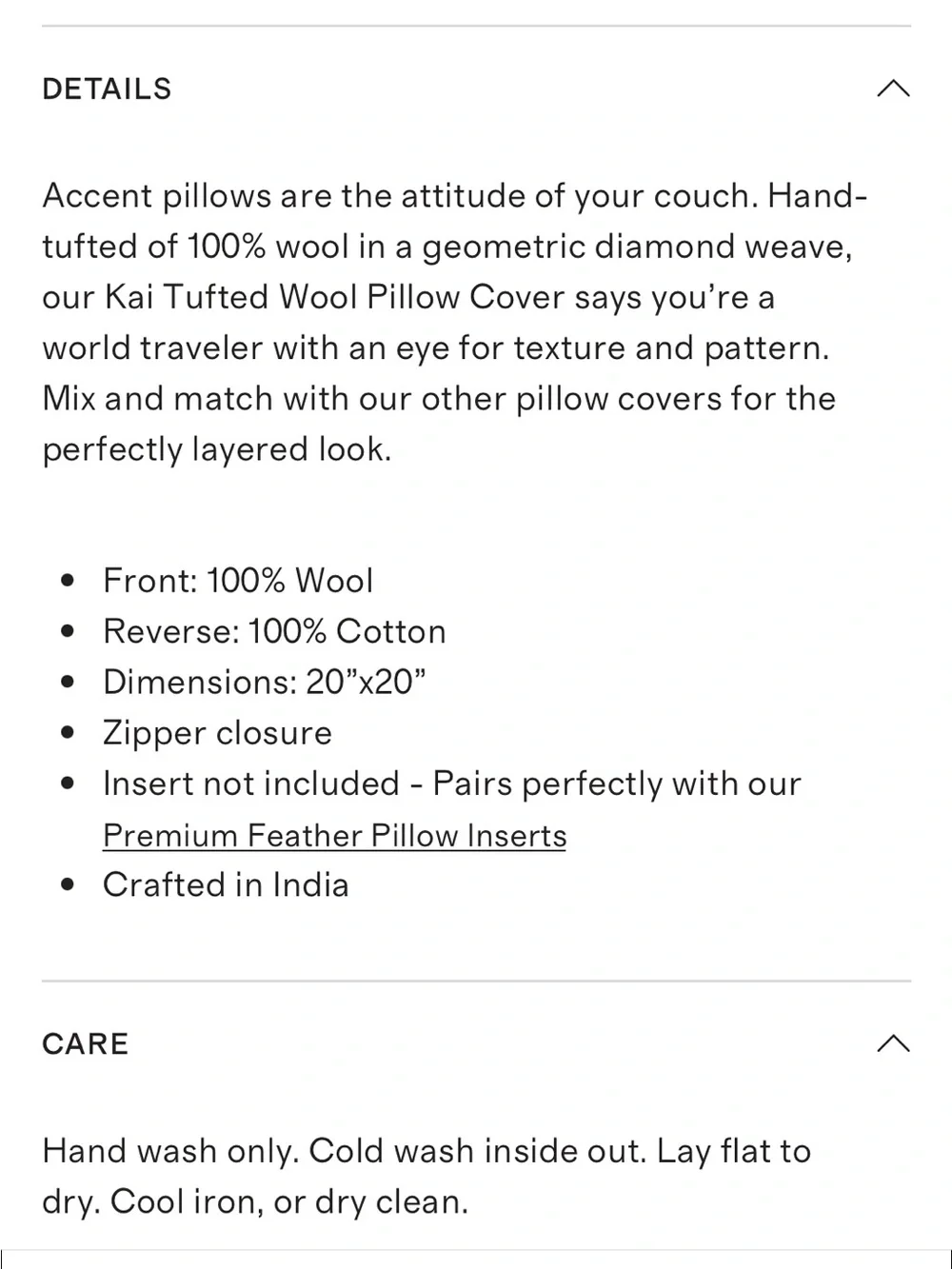 QUINCE KAI WOOL PILLOW COVER SHAM ONE IVORY MSRP $49.90 NWT